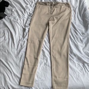 Satin cream white straight leg work pants trousers